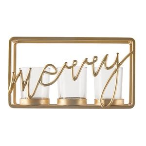 Christmas 'Merry' Candle Holder, Golden